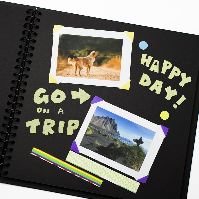 Yopih 7 x 7 Inch DIY Scrapbook Photo Album Hardcover Kraft Blank Page Acid-Free 40 Pages (20 Sheets) Memory Book for Wedding Anniversaries Family Baby Memories Small Scrapbooking Projects  Black - Image 4